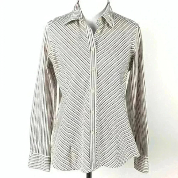 Charter club top size 10 P white red black striped - Picture 1 of 8